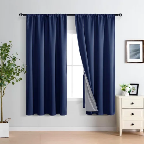 Miniatura 56 de XWZO Cortinas Opacas 100% Blancas - Cortinas de Bloqueo Total de Calor y Luz con Forro Negro para Dormitorio/Cuarto de Lavado, Paneles de Ventana