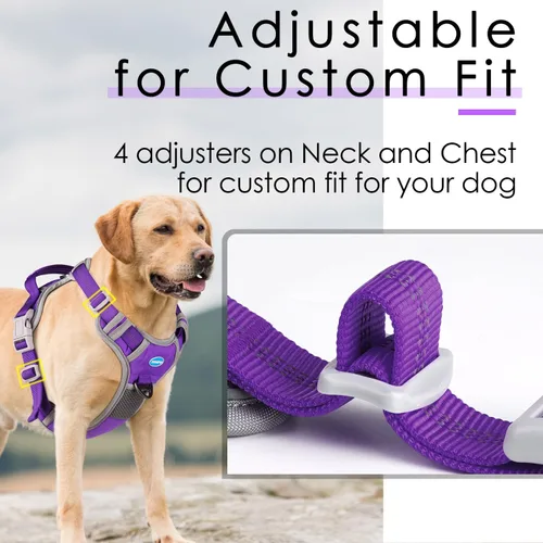 Miniatura 4 de ThinkPet Arnés deportivo transpirable, antitirones para perro, con asa, arnés reflectante y ajustable para perros medianos o grandes, clip trasero