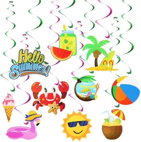 Abaodam 10 piezas de remolinos colgantes para fiesta de verano en la piscina, decoración de fiesta de cumpleaños temática de playa, 10 unidades