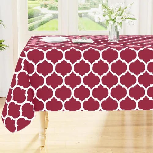 Miniatura 48 de Smiry Mantel redondo de plástico para mesa, mantel de vinilo impermeable con parte trasera de franela para mesas redondas, lavable y a prueba
