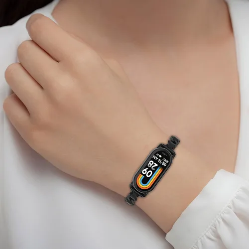 Miniatura 6 de Bandas compatibles con correas Xiaomi Mi Band 8, correa ajustable de acero inoxidable, accesorios de pulsera para mujer, repuesto para Mi Band 8
