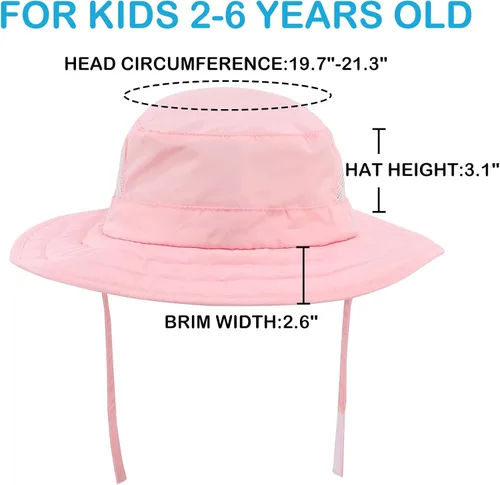 Miniatura 80 de Connectyle Sombrero de sol para niños y niñas, sombrero de pescador de ala ancha UPF 50+, sombrero de protección solar, sombrero transpirable