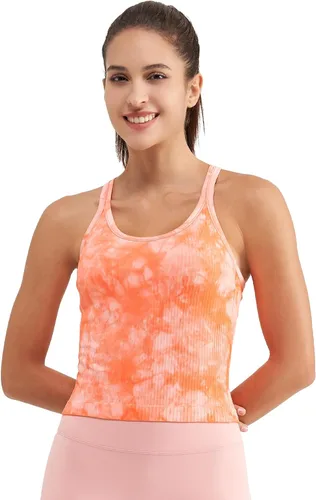 Miniatura 49 de sphinx cat - Camiseta corta de entrenamiento para mujer, camiseta sin mangas, acanalada, con espalda cruzada y brasier integrado