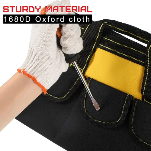 Miniatura 6 de Bolsa de herramientas de 4 piezas con base moldeada resistente al agua, múltiples bolsillos, bolsa de herramientas de boca ancha, organizador