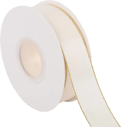 Miniatura 12 de ITIsparkle Cinta de satén de doble cara de 1 pulgada de 25 yardas con bordes dorados, 1 pulgada x 25 yardas - naranja otoñal