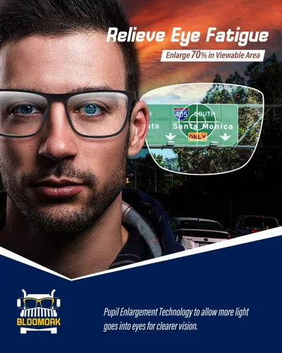 Miniatura 4 de B BLOOMOAK Gafas de conducción nocturna transparentes, lentes de visión nocturna antirreflejos con revestimiento AR, lentes de policarbonato ligeros