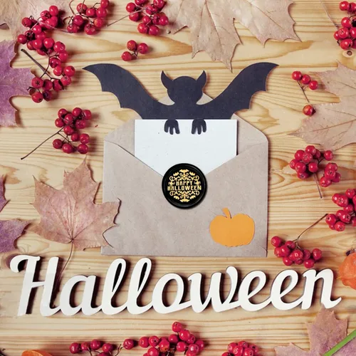 Miniatura 5 de CRASPIRE Sello de Cera Feliz Halloween Sello de Murciélago Sellos de Cera Selladora Araña 30mm Retro Vintage Cabeza de Sello de Latón Removible