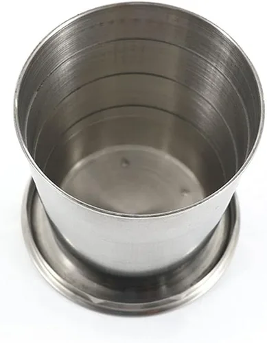 Miniatura 5 de Teensery Taza plegable de acero inoxidable para acampar, taza portátil plegable con llavero para actividades al aire libre, senderismo, picnic
