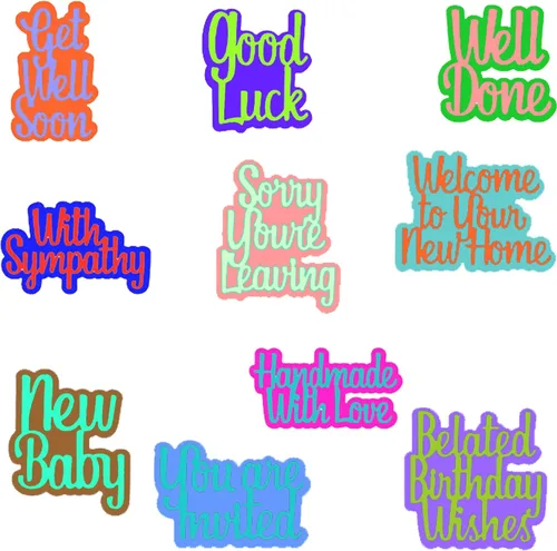 CYFUN DESIGN Paper Craft Dies - Troqueles de palabras para hacer tarjetas con simpatía, buena suerte, bien hecho, hecho a mano con amor, recién