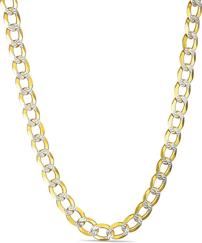 Miniatura 2 de PORI JEWELERS Cadena cubana de oro de 18 quilates sobre plata de ley 925 maciza con corte de diamante de dos tonos, 0.118in, 0.157in, 0.177in