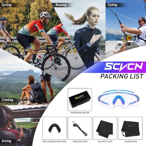 Miniatura 6 de SCVCN Gafas de sol de ciclismo fotocromáticas para hombres y mujeres, gafas de sol deportivas HD MTB para montar en bicicleta de montaña