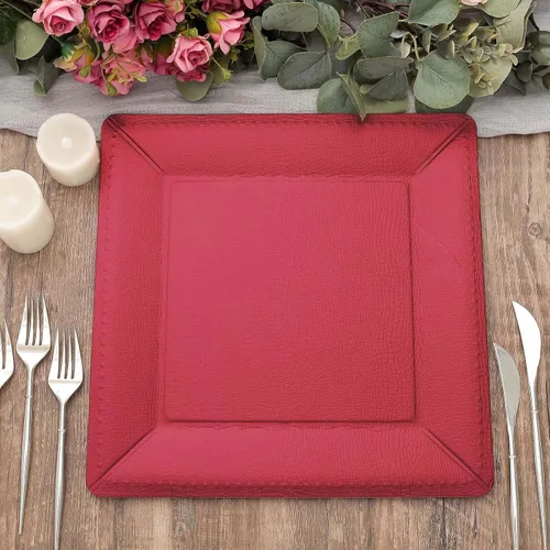 Efavormart - Paquete de 10 bandejas cuadradas de 13 pulgadas, 1100 GSM, de cuero extra rígido con textura de cartón, platos para bodas de otoño y