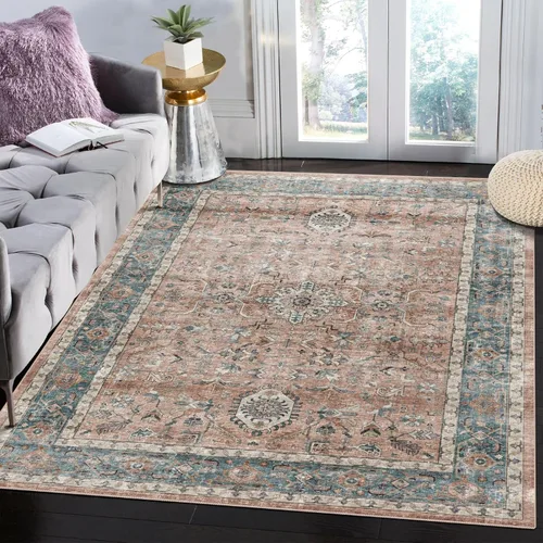 Miniatura 12 de Poeti Alfombra lavable, ultrafina de 9 x 12 pies, antideslizante, alfombra grande para sala de estar, dormitorio, alfombra floral vintage, alfombra