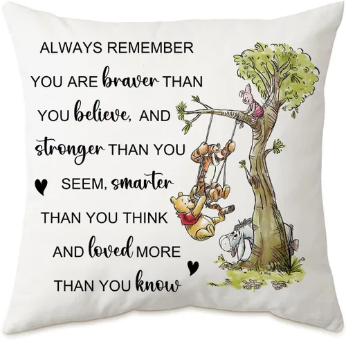 Funda de almohada con texto en inglés "You're Braver Than You Believe" (You're Braver Than You Believe) - Funda de almohada cuadrada para sofá,