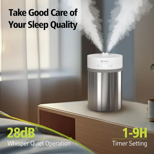 Miniatura 8 de Humidificador de acero inoxidable, humidificador ultrasónico de niebla fría de 4 litros con solo 3 piezas, fácil de limpiar, humidificador