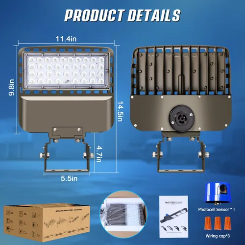 Miniatura 8 de Luz LED de estacionamiento de 150 W, montaje en muñón del atardecer al amanecer, 5000 K, seguridad para área comercial, luces LED de estacionamiento