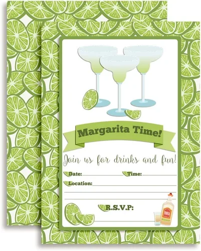 Miniatura 9 de Chippin', Dippin' & Pinata Hittin' Neon Fiesta Invitaciones para fiesta de cumpleaños, 20 tarjetas de relleno de 5 x 7 con veinte sobres blancos por