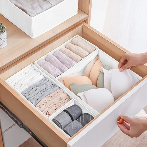 Miniatura 7 de Criusia Paquete de 6 organizadores de cajones de ropa, organizador plegable de tela para ropa, organizador de cajones de ropa interior, calcetines