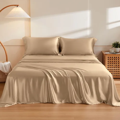 Miniatura 19 de THXSILK Juego de sábanas de seda de 4 piezas, sábanas de seda de morera 100% natural de grado superior 6A+, juegos de ropa de cama de lujo, ultra