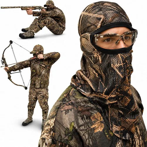 Máscara facial de caza ligera, camuflaje para pavo, arco, ciervo, pato, ganso, coyote, equipo de camuflaje para hombres, malla transpirable