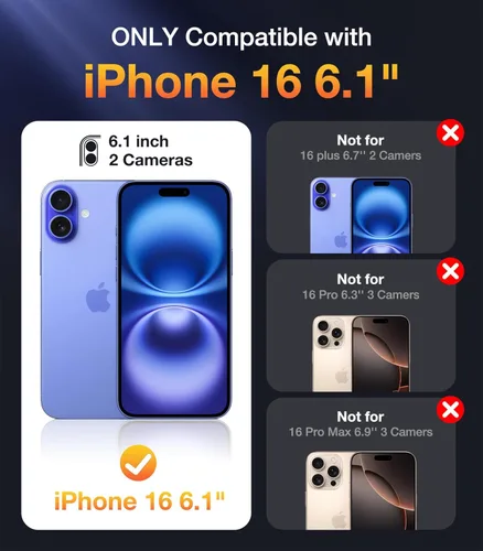 Miniatura 6 de Diaclara Diseñada para iPhone 16, funda resistente de cuerpo completo con protector de pantalla integrado sensible al tacto y antiarañazos, mejorada