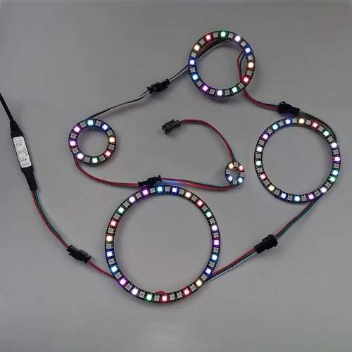 Miniatura 5 de Anillo LED direccionable WS2812 de 8 bits con cable SM2.54-3P, DC5V WS2812B 5050 RGB LED con controladores integrados de píxeles de control