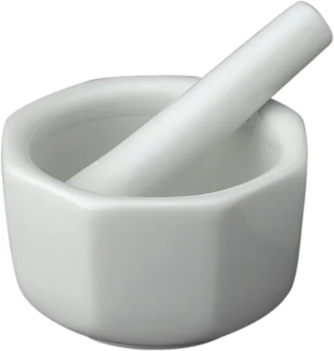 HIC - Mortero octagonal y pilón de porcelana de 3.5pulgadas, color blanco