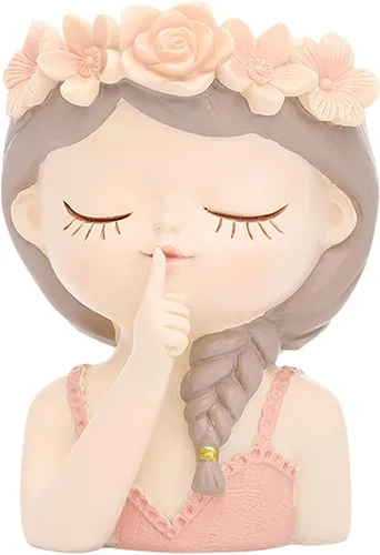 Miniatura 11 de Maceta pequeña con cabeza de hada, bonitas macetas para suculentas, maceta de cara de niña, mini macetas de resina con orificio de drenaje, jarrón