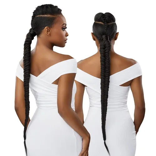 Sensationnel Lulu Pony Wrap Hairextensions- 2 colas de caballo yaki sintéticas de alto calor o hasta la pieza de peluca de pelo (1 JETBLACK)