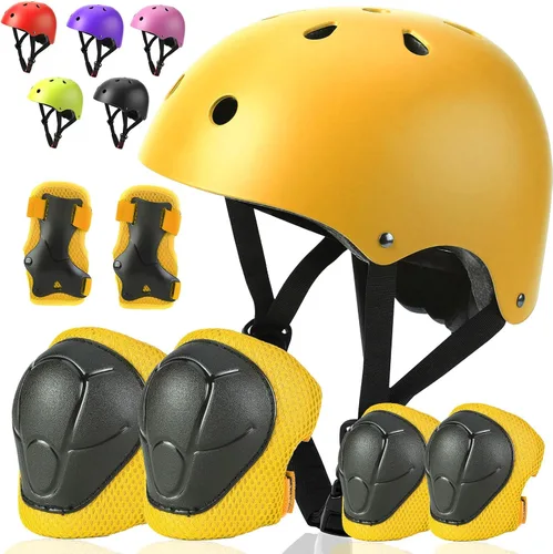 Miniatura 10 de Conjunto de casco de bicicleta para niños pequeños con rodilleras, casco de ciclismo ajustable para niño y niña, equipo de protección