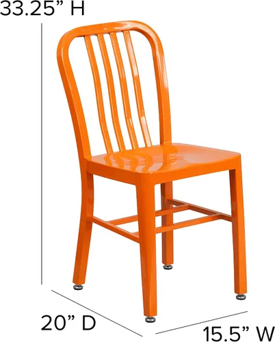 Miniatura 2 de Flash Furniture Gael - Juego de 2 sillas de metal naranja para interiores y exteriores de grado comercial