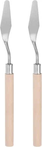 Miniatura 8 de HARFINGTON 2pcs No.6 Paleta Cuchillos 0.472 in Ancho Acero Inoxidable Pequeña Espátula Puntuosa Pintura Cuchillo de Paleta con Mango de Madera