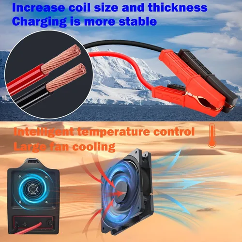 Miniatura 6 de Voolex Cargador de batería para auto 12V 24V portátil, cargador automotriz de goteo, mantenedor de batería para AGM, coche, camión, motocicleta, RV
