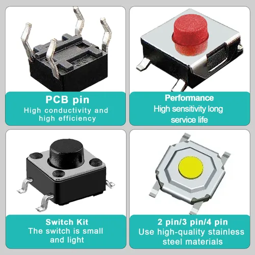 Miniatura 4 de 250pcs 25 valores Interruptor táctil de botón SMD Micro Momentary Tact Switch Surtido Kit