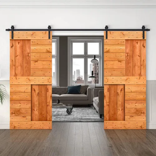 Miniatura 66 de TMS Serie N - Puerta corrediza interior de madera de pino anudada con kit de herrajes deslizantes (32 x 84 pulgadas, blanco)