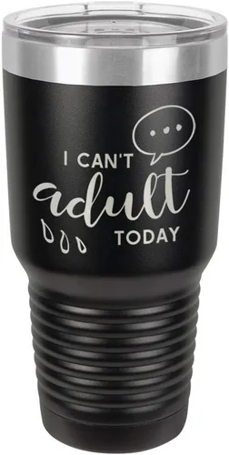 Vaso grabado con texto en inglés "I CAN'T ADULT TODAY", de acero con recubrimiento de polvo grabado con láser, taza de viaje con camello polar sin