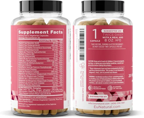 Miniatura 9 de Vitaminas prenatales Glow para mujeres, nutrientes vitales 20 en 1 para un embarazo saludable y desarrollo fetal, ácido fólico y DHA vegano
