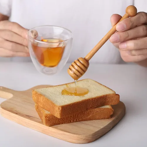 Miniatura 5 de 2 palitos de miel de 6 pulgadas, 2 cucharas agitadoras de café de mango largo de 7.87 pulgadas, cucharas agitadoras de madera de haya, cucharas