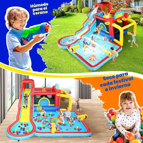 Miniatura 5 de AKEYDIY Casa de rebote de tobogán acuático, 13 × 12.5 pies, tobogán acuático inflable para niños grandes de 8 a 12 y 3 a 10 años, toboganes