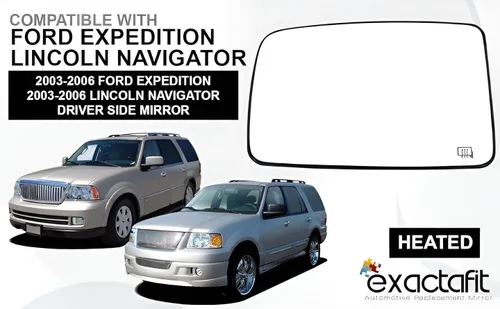 Miniatura 6 de Montaje de cristal del espejo lateral del conductor con placa trasera de plástico calentada compatible con Ford Expedition, Lincoln Navigator