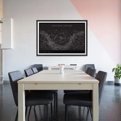 Miniatura 6 de Higly - Póster detallado de mapa de estrellas ecuatoriales – Constelaciones con nombres de estrellas – Impresión artística de pared para la escuela