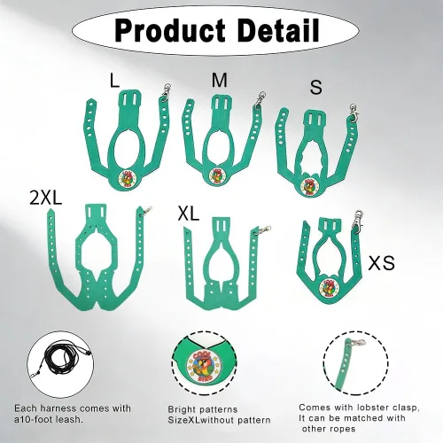 Miniatura 6 de Juego de arnés ajustable y correa para pájaros pequeños, apto para periquitos, conures, cacatúas, mejillas verdes, loros cuáqueros (verde, XS) 6350-6