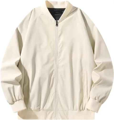 Chaquetas casuales para hombre, ligera, transpirable, chaqueta bomber de ajuste regular, cuello alto, cremallera, cárdigan, abrigo, ropa de abrigo