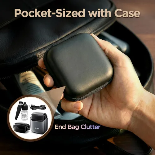 Miniatura 3 de Yineel VT100 - Afeitadora eléctrica de aluminio para hombre, tamaño de bolsillo con funda, elegante mini maquinilla de afeitar eléctrica portátil
