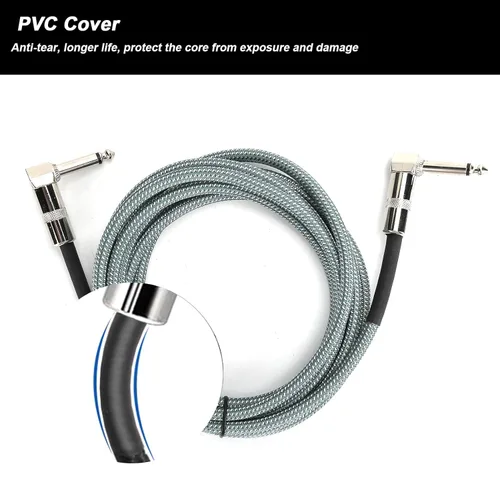 Miniatura 5 de Hilitand Cable de guitarra – Cable amplificador de guitarra de audio de cabeza macho de 0.250 in, cable amplificador de guitarra eléctrica de 10