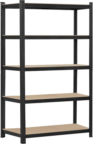 Miniatura 23 de Topeakmart Estantes utilitarios de 5 niveles, estantes de almacenamiento de metal, estanterías ajustables, montaje sin tornillos, estantes de Negro