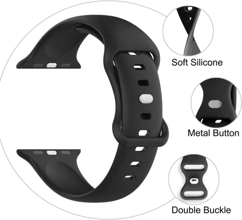 Miniatura 4 de Funda de silicona suave con correa compatible con Apple Watch de 1.92 pulgadas, 1.81 pulgadas, 1.77 pulgadas, 1.73 pulgadas, 1.654 pulgadas, 1.614