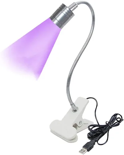 Miniatura 5 de Lámpara de curado de pegamento ultravioleta USB de 3 W LED UV, lámpara de uñas LED UV para uñas de gel, lámpara de escritorio flexible de abrazadera