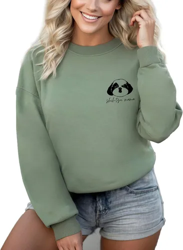 Miniatura 5 de Shih Tzu Dog Breed Mama Women's Long Sleeve Crewneck Shih Tzu Dog mom Sweatshirt Shih Tzu Puppy Print Graphic Shirts Pullover Tops Sand