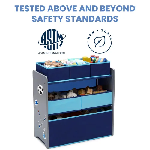 Miniatura 5 de Delta Children Design and Store Organizador de juguetes de 6 compartimientos, gris/azul